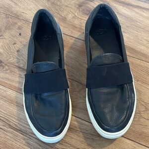 UGG Men's Black Leather Slip-Ons